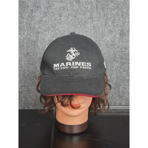 US Marines The Few The Proud‎ Embroidered Baseball Cap Black Red Trim Adjustable
